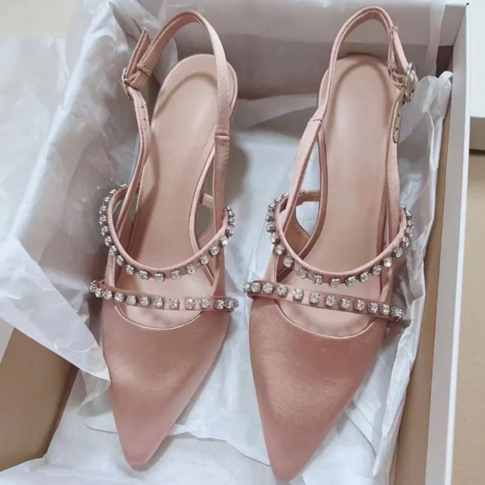 Lighting Decoration For Wedding - Sandal Wanita Modis Satin Merah Muda