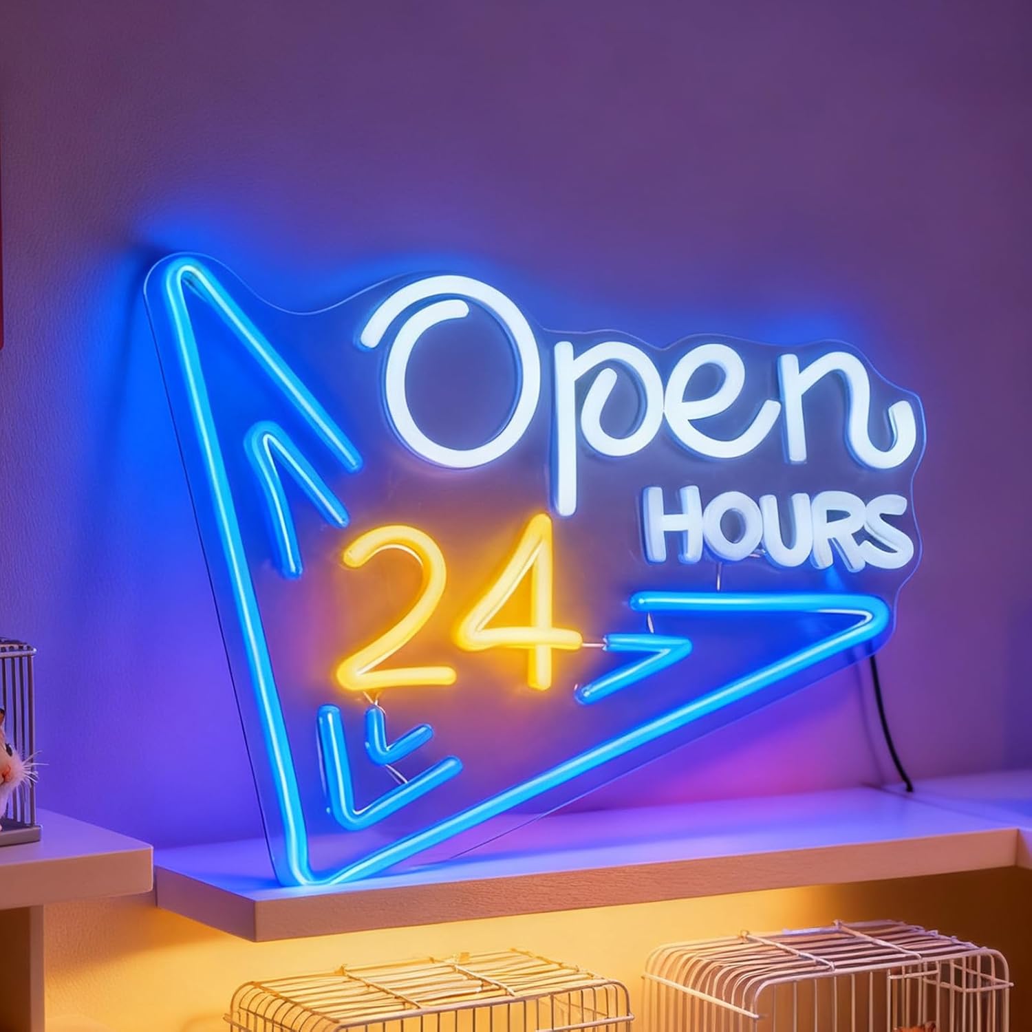 Decor Lighting Opening Hours - Lampu Neon LED Terbuka 24 Jam,