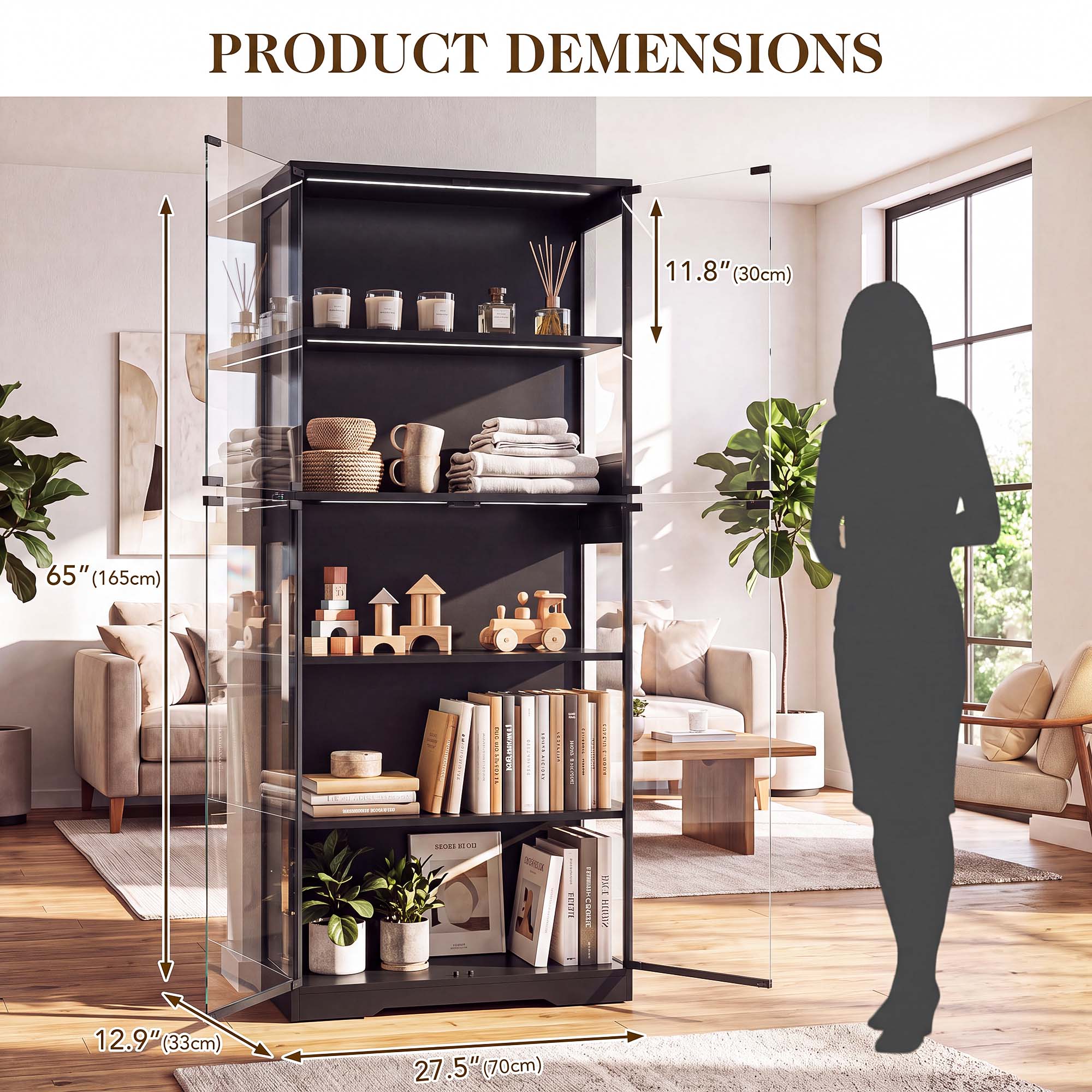 TCGBKAF Lemari Pajangan 5 Ting - Lighting Decor For Home ulasan dan harga
