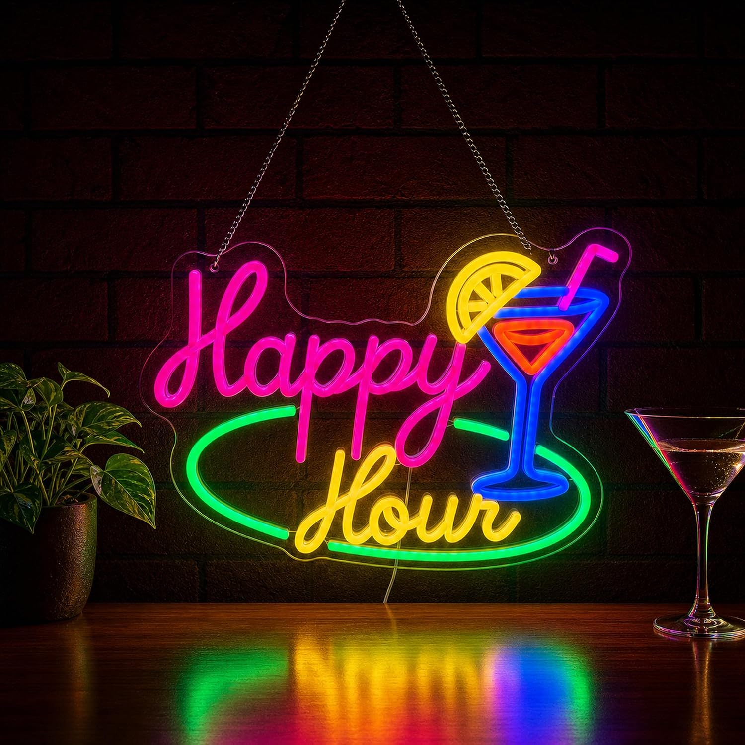 Lampu Neon LED Happy Hour Cock - Decor Lighting Opening Hours ulasan dan harga