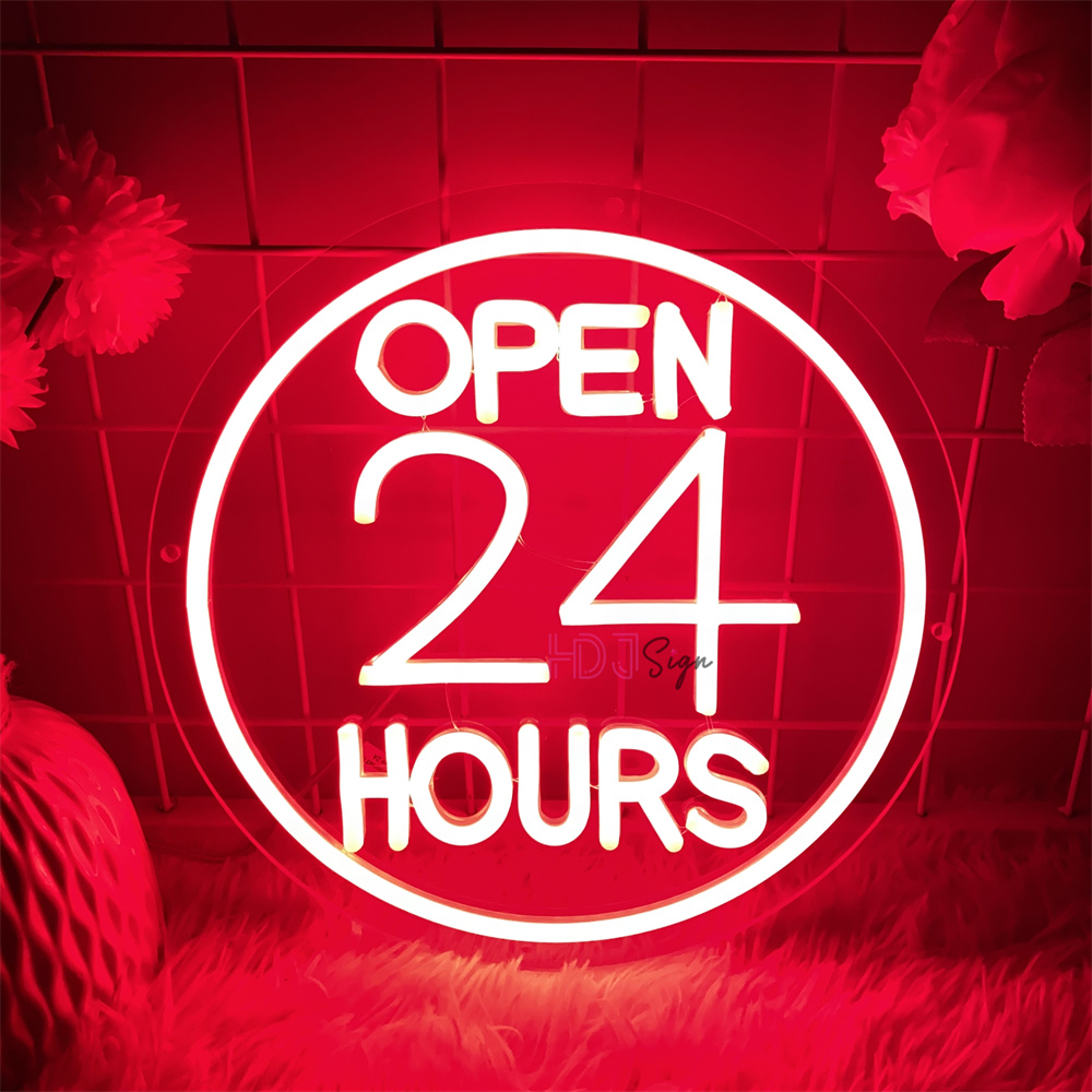 Tanda Led Neon Terbuka 24 Jam  - Decor Lighting Opening Hours ulasan dan harga
