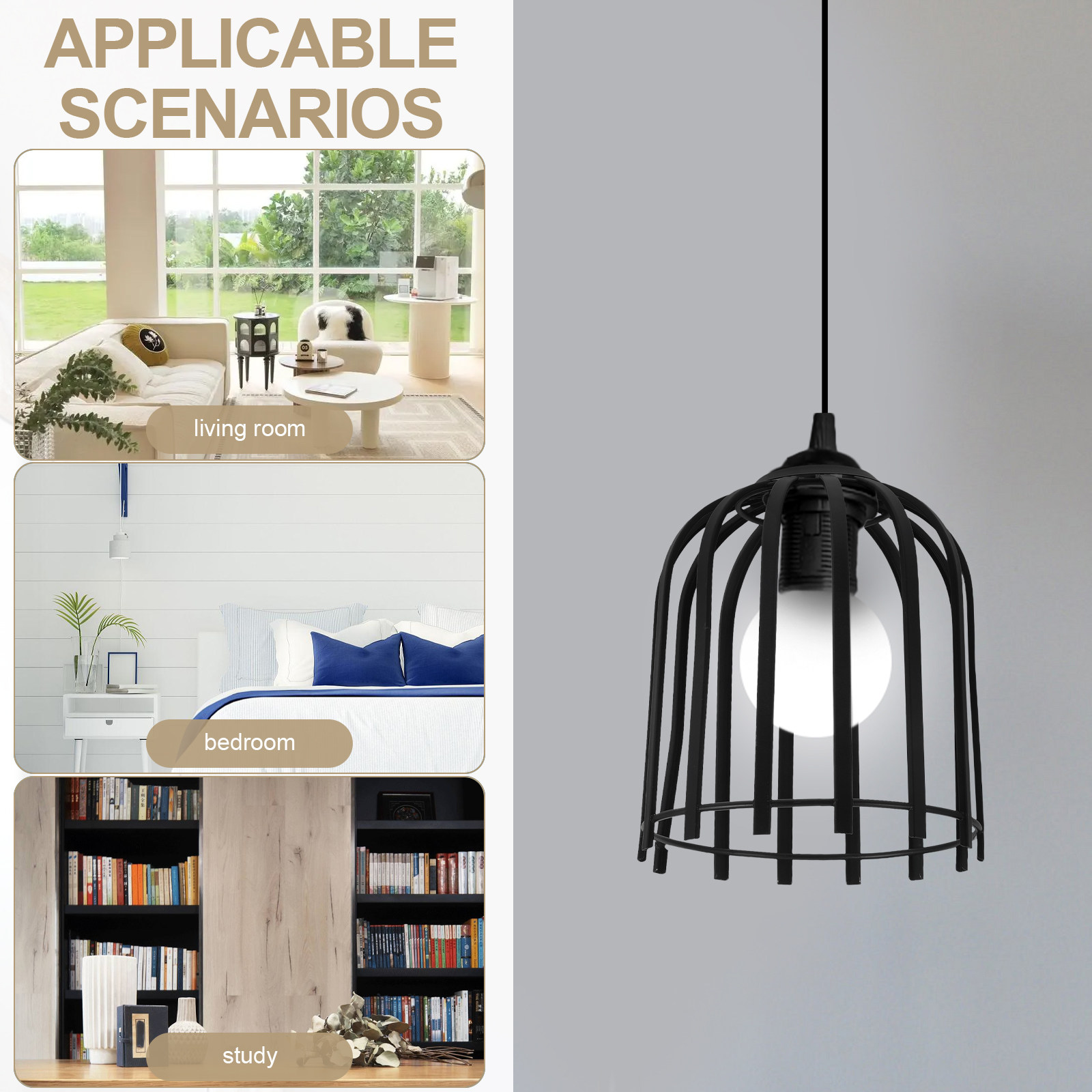 1Pcs Lampu Gantung Kawat Besi  - Geometric Lamp Shade ulasan dan harga