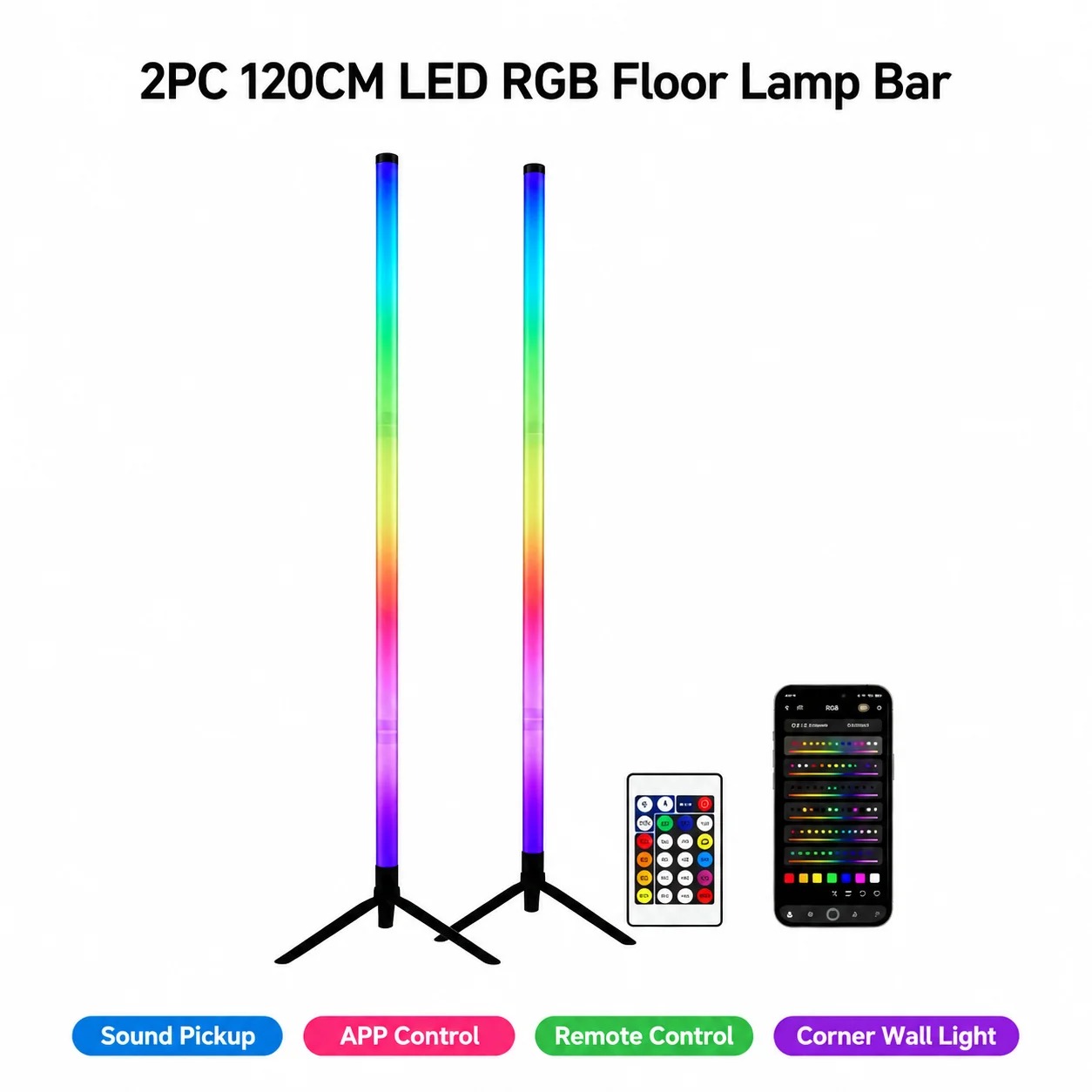 2PCS Lampu Lantai RGB 120CM, L - Lighting Decor For Home ulasan dan harga